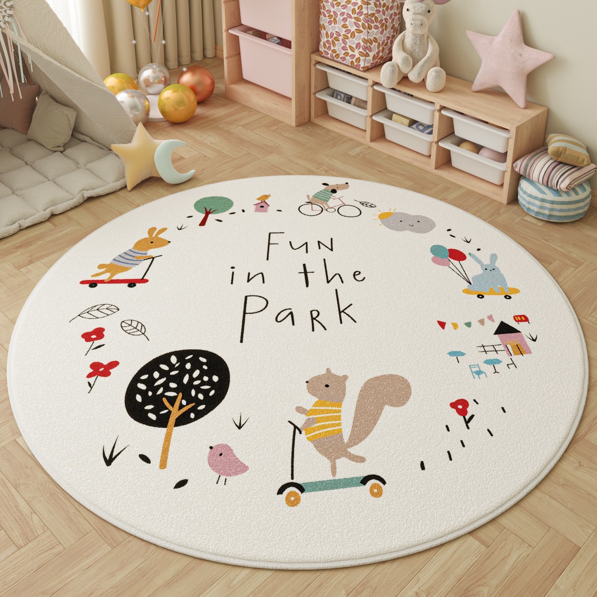 Fun in the Park Kids Round Rug - đánh giá và giá Outdoor Adventure For Kids